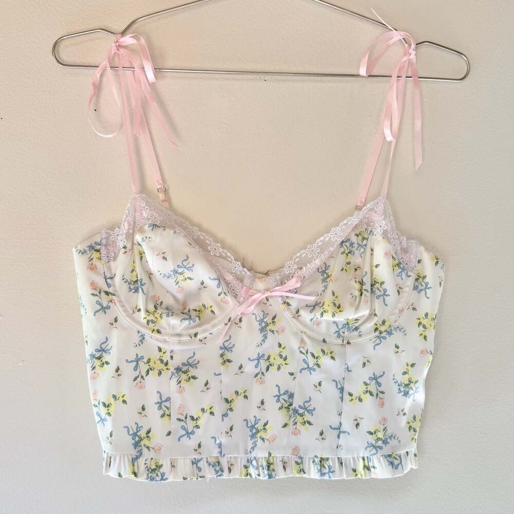 For Love & Lemons Charlotte Floral Lace Trim Bustier